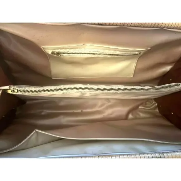 Vintage Wicker Box Handbag Leather Handle Brass Latch 1950s Palm Beach Style EUC - Picture 7 of 9